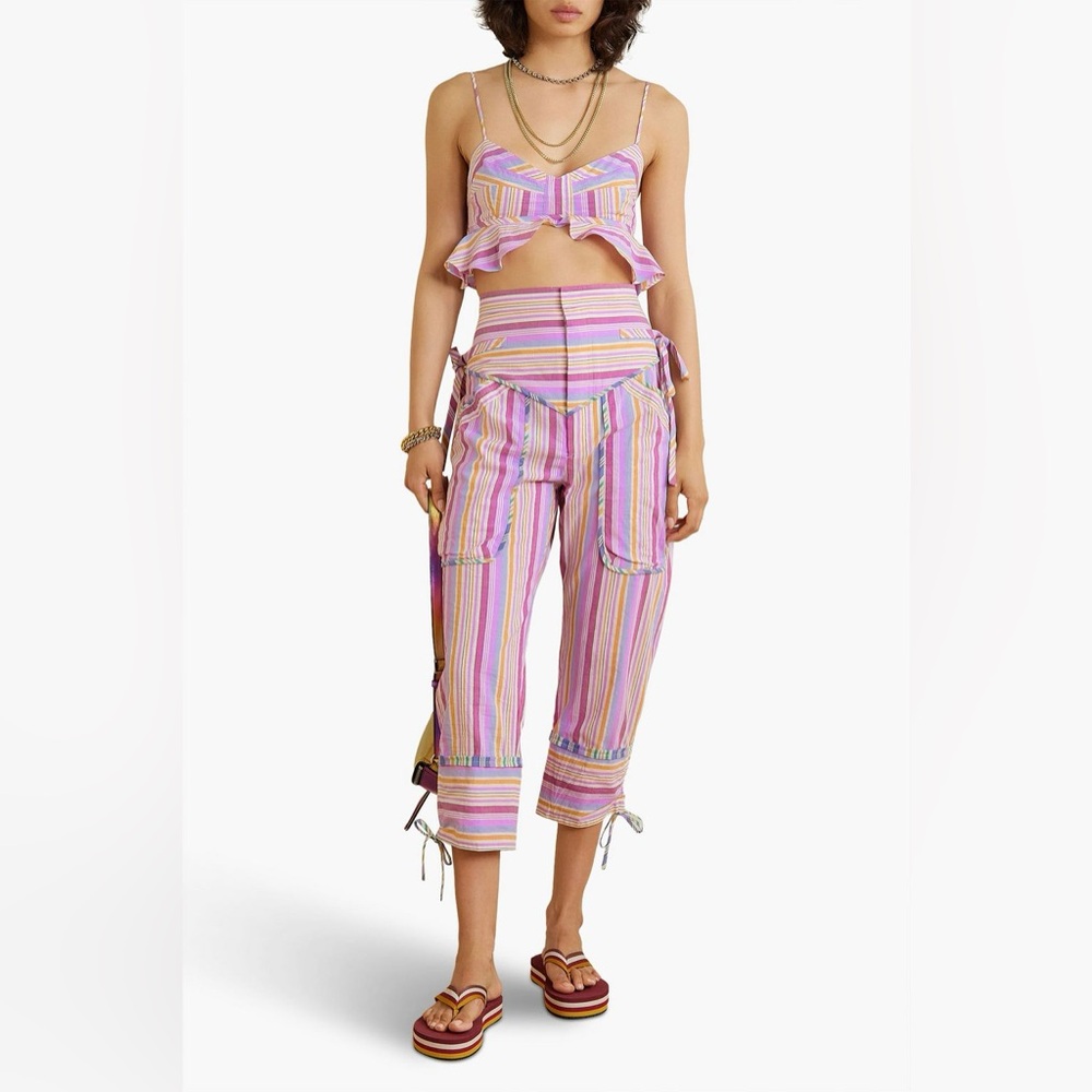 NWT ISABEL MARANT Telmani cropped ruffled striped cotton top